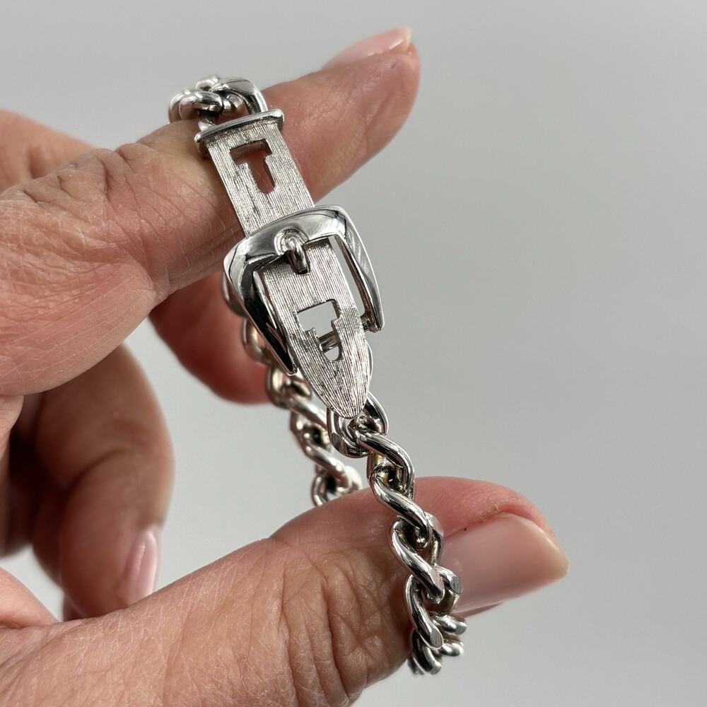 Avon Bracelet Belt Buckle Silver Tone Vintage 70s Signed